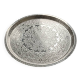 Silver-plated metal serving tray with chiseled finish #PLMR