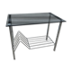 Coffee table, vinyl storage or metal and smoked glass occasional furniture