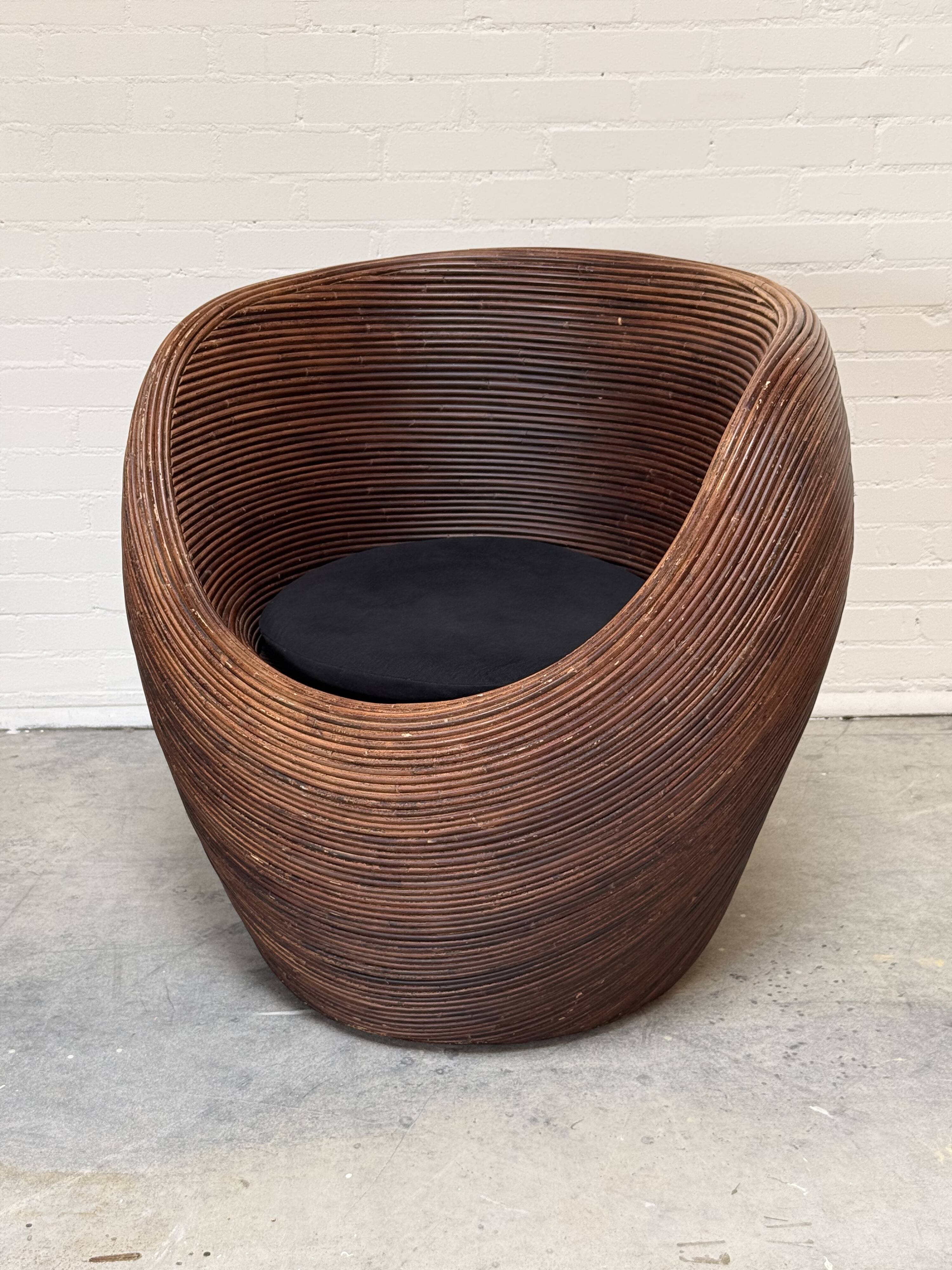 Organic Rattan Lounge Chair Attributed to Gabriella Crespi