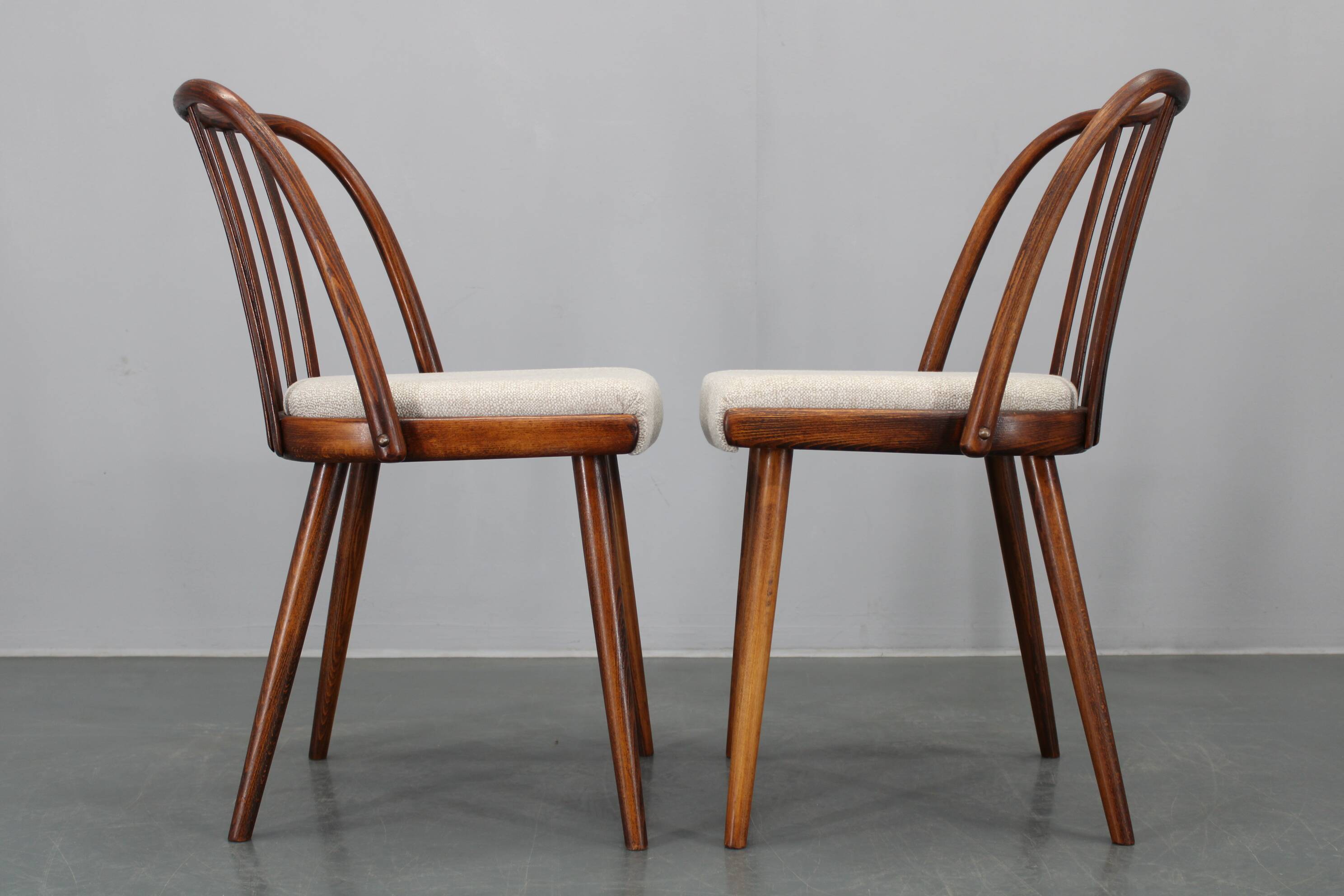 1960s Antonin Suman Set of Six Beech Dining Chairs, Restored