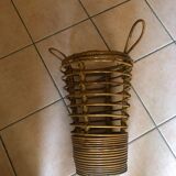 Umbrella door with bamboo handles and vintage rattan 60s