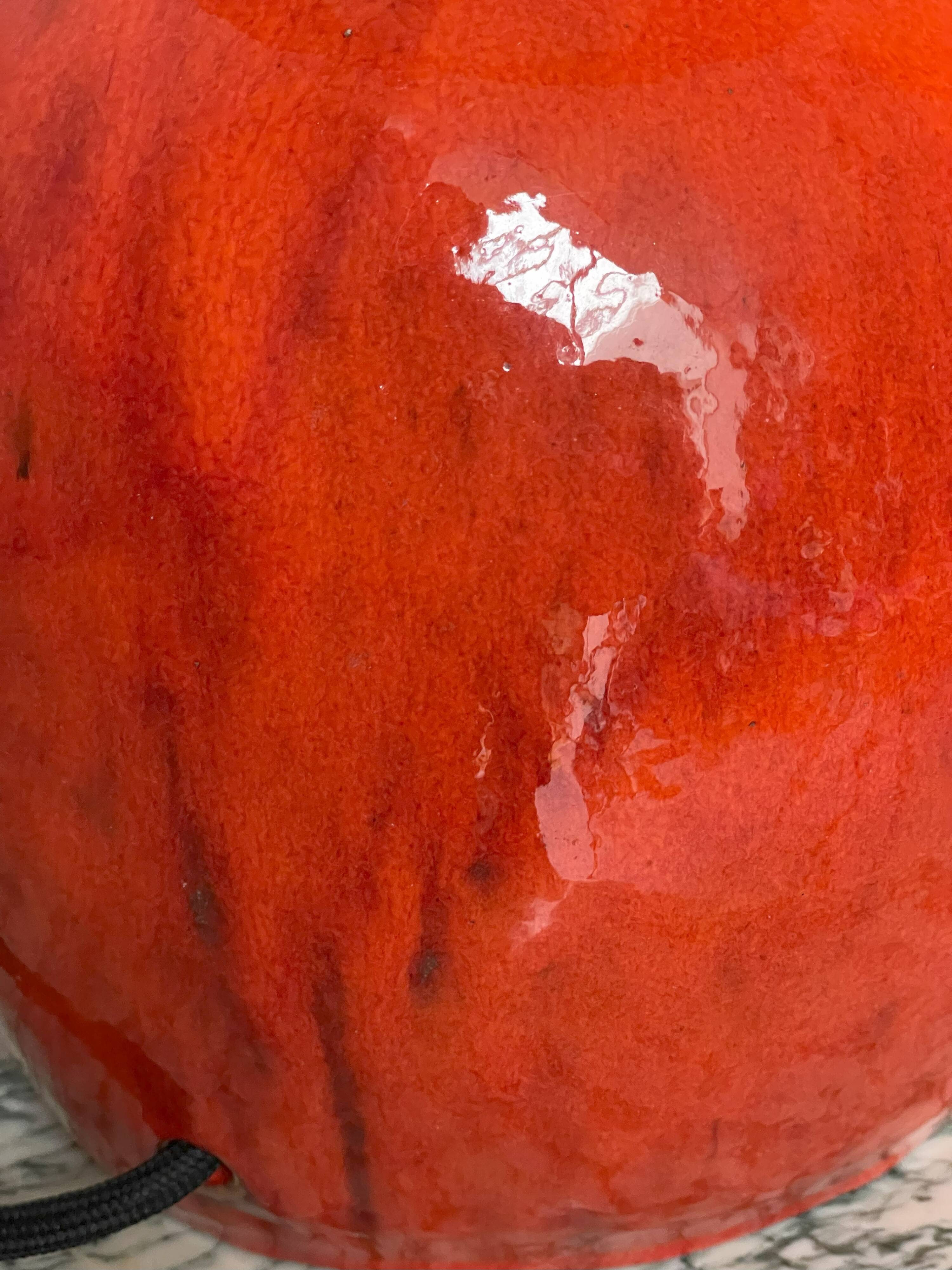 Orange Ceramic Table Lamp, 1970s