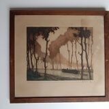 Roger hebbelinck landscape original lithograph signed and numbered 11/350
