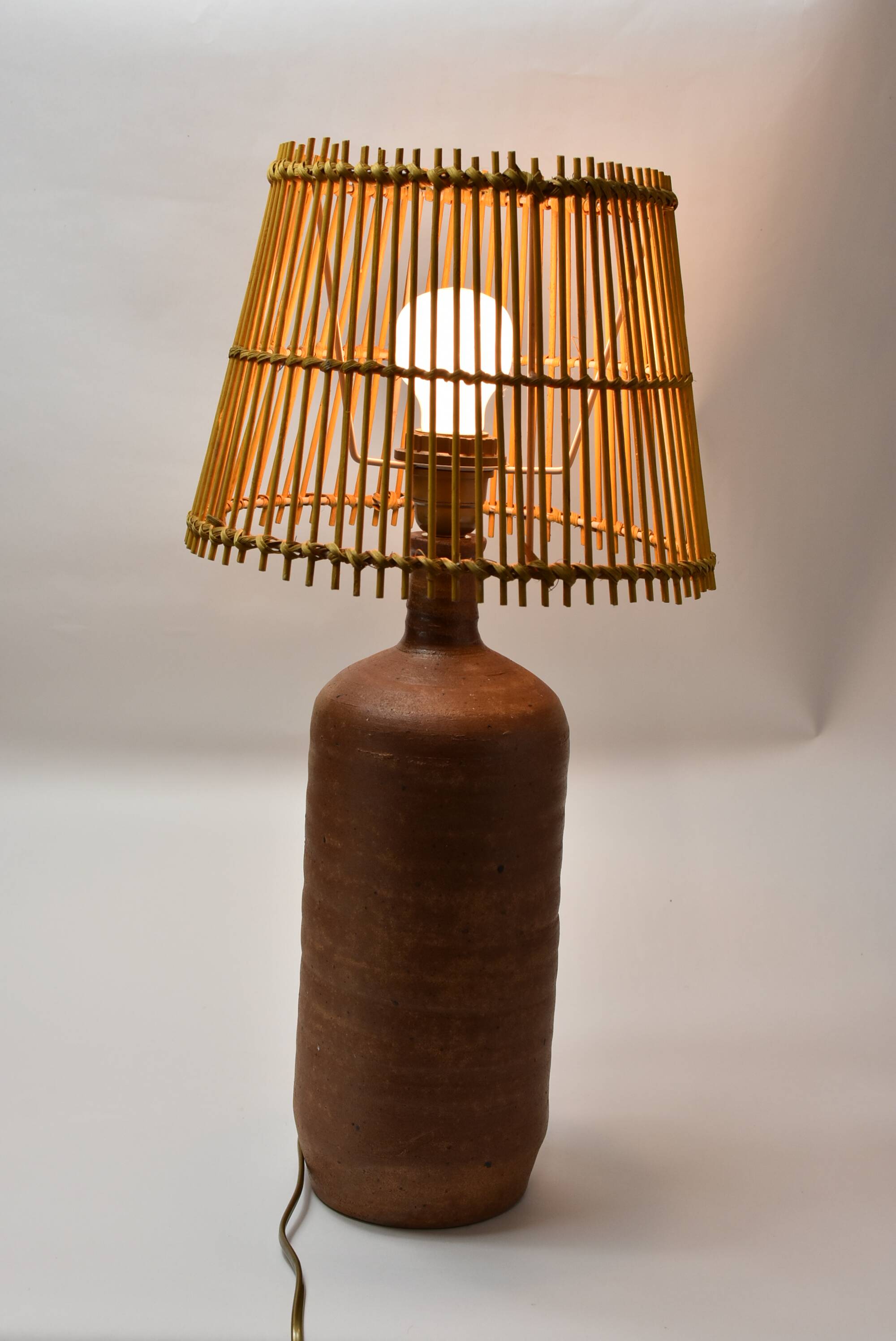 Brown stoneware lamp