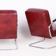 Czech Bauhaus Armchairs in Red Leather and Chrome by Arnošt Beck, 1930s, Set of 2