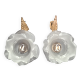 Vintage glass flower wall lamps