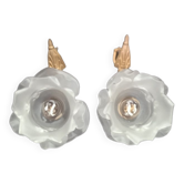 Vintage glass flower wall lamps
