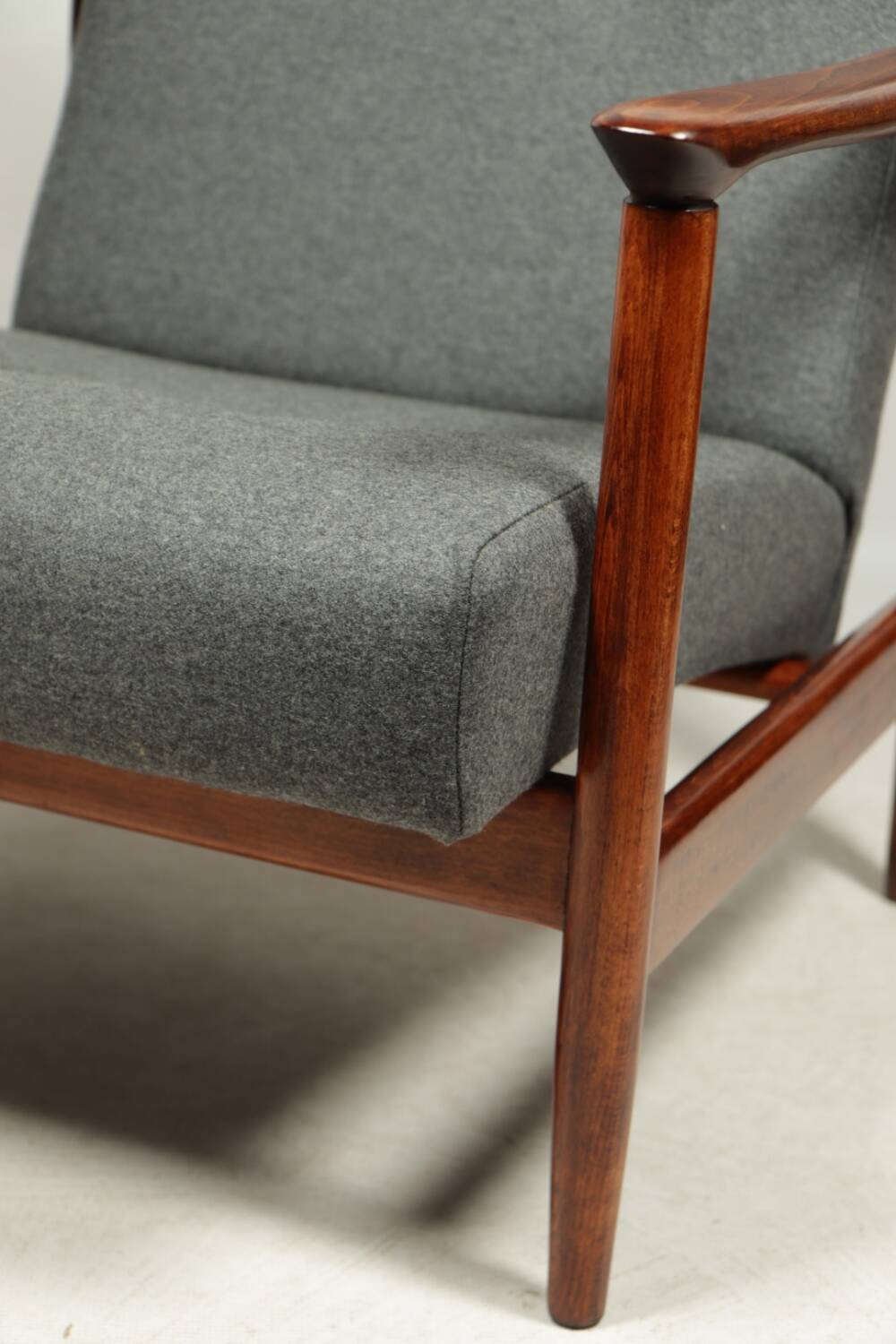Scandinavian armchair in teak and gray fabric by E.Homa, 1960