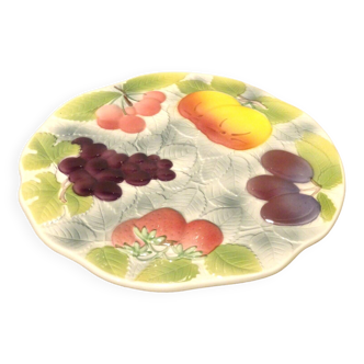 Plat à tarte barbotine Saint Clément décor en relief de fruits