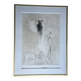 JANSEM Jean lithograph Nude from the Back to the Rose circa 1970