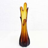 Vintage amber glass vase 1970