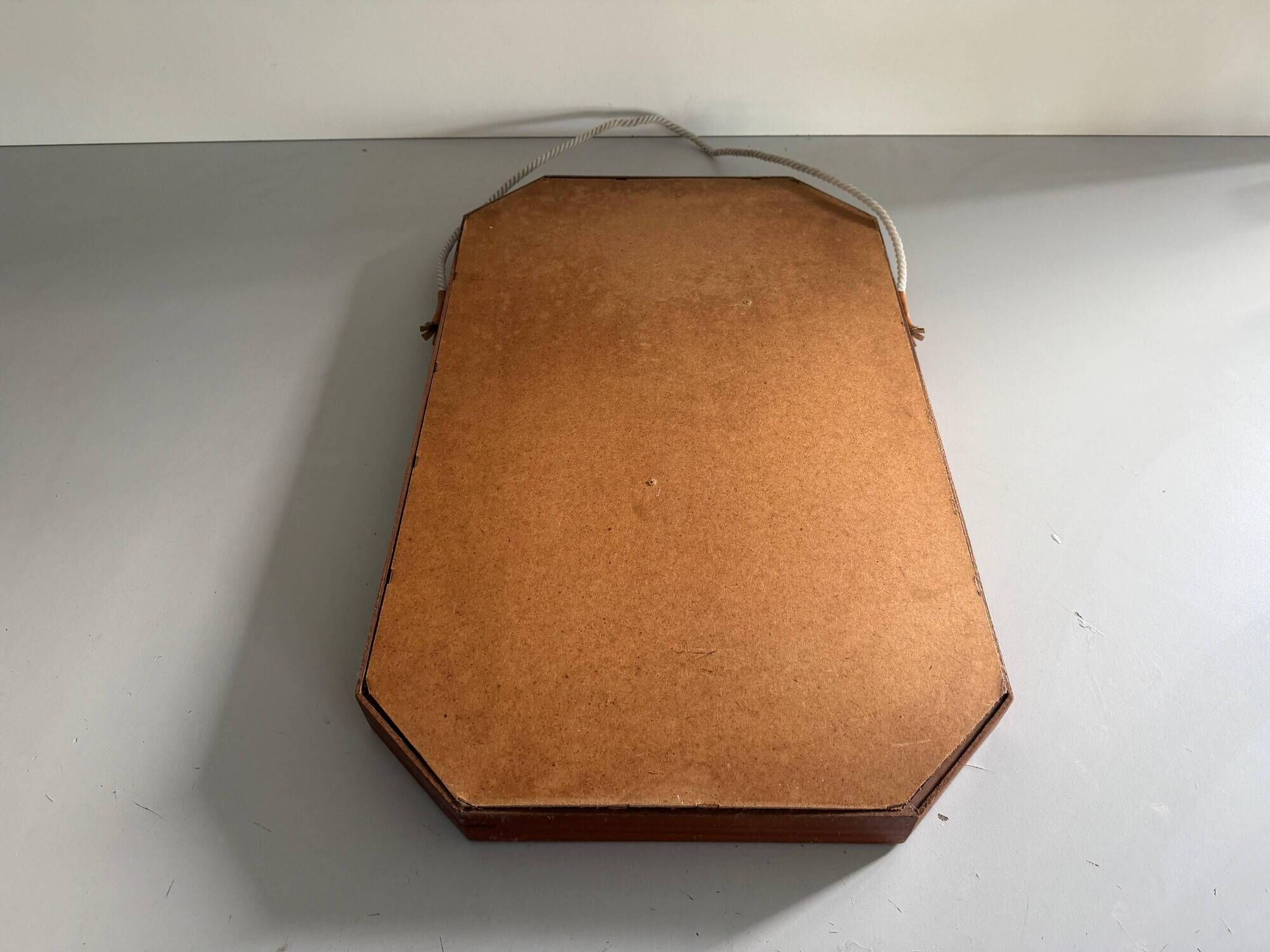 Mid-century rectangular wall mirror in teak, 1960, Italy