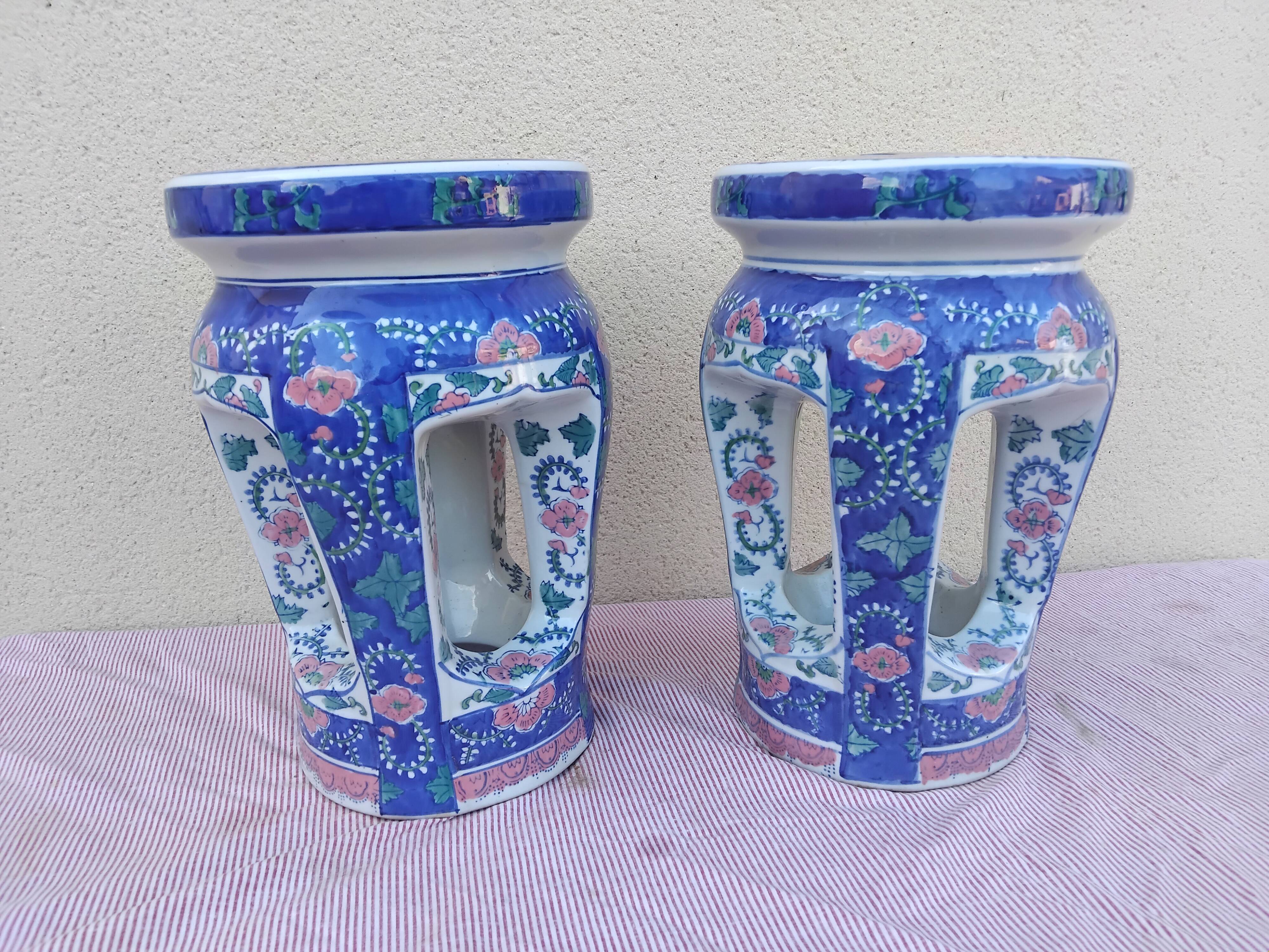 Pair of Asian Chinese porcelain stools