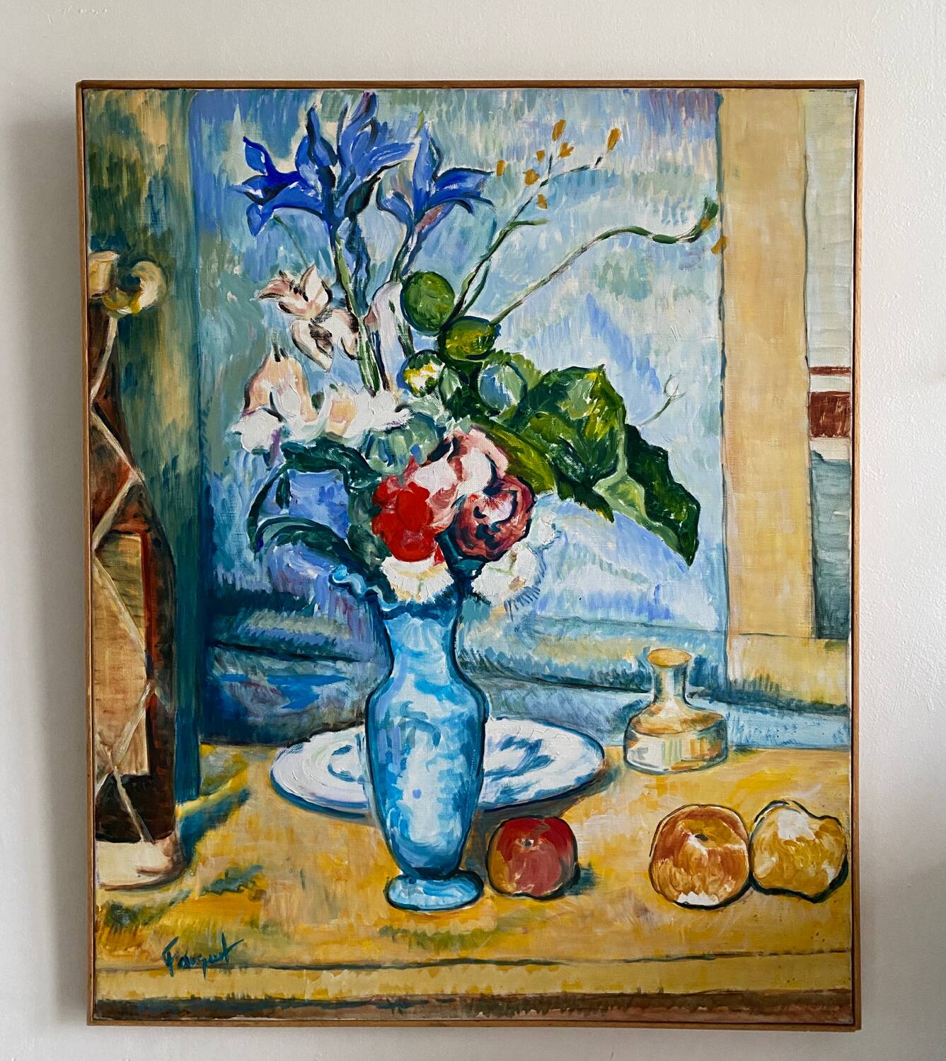 Still life with apples and flowers