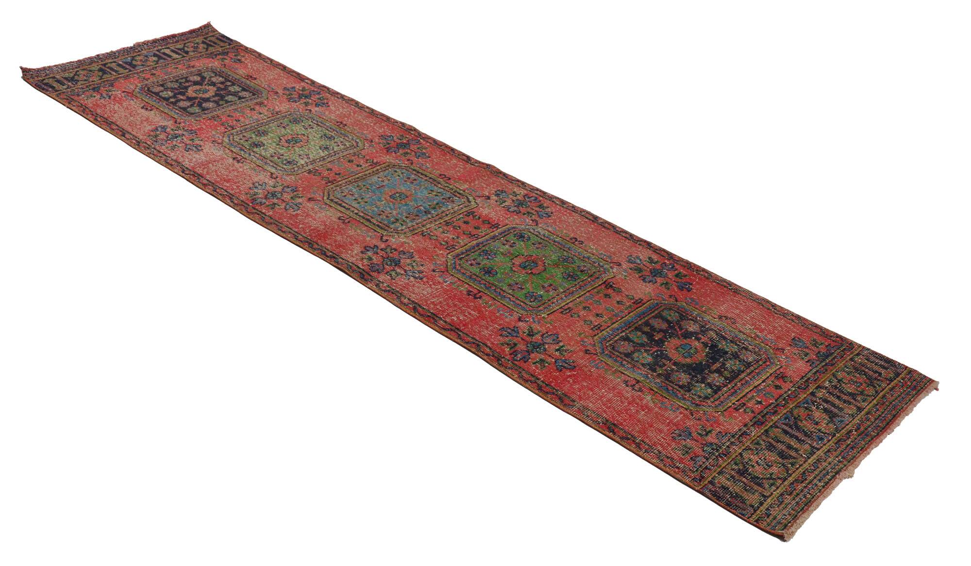 Turkish Anatolian Handmade Vintage Area Rug 356 cm x 93 cm