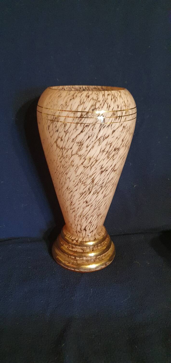 Pink and gold blown glass vase