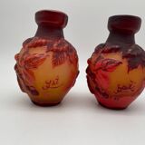 Paire de vases Tip Emile Gallé, pate de verre
