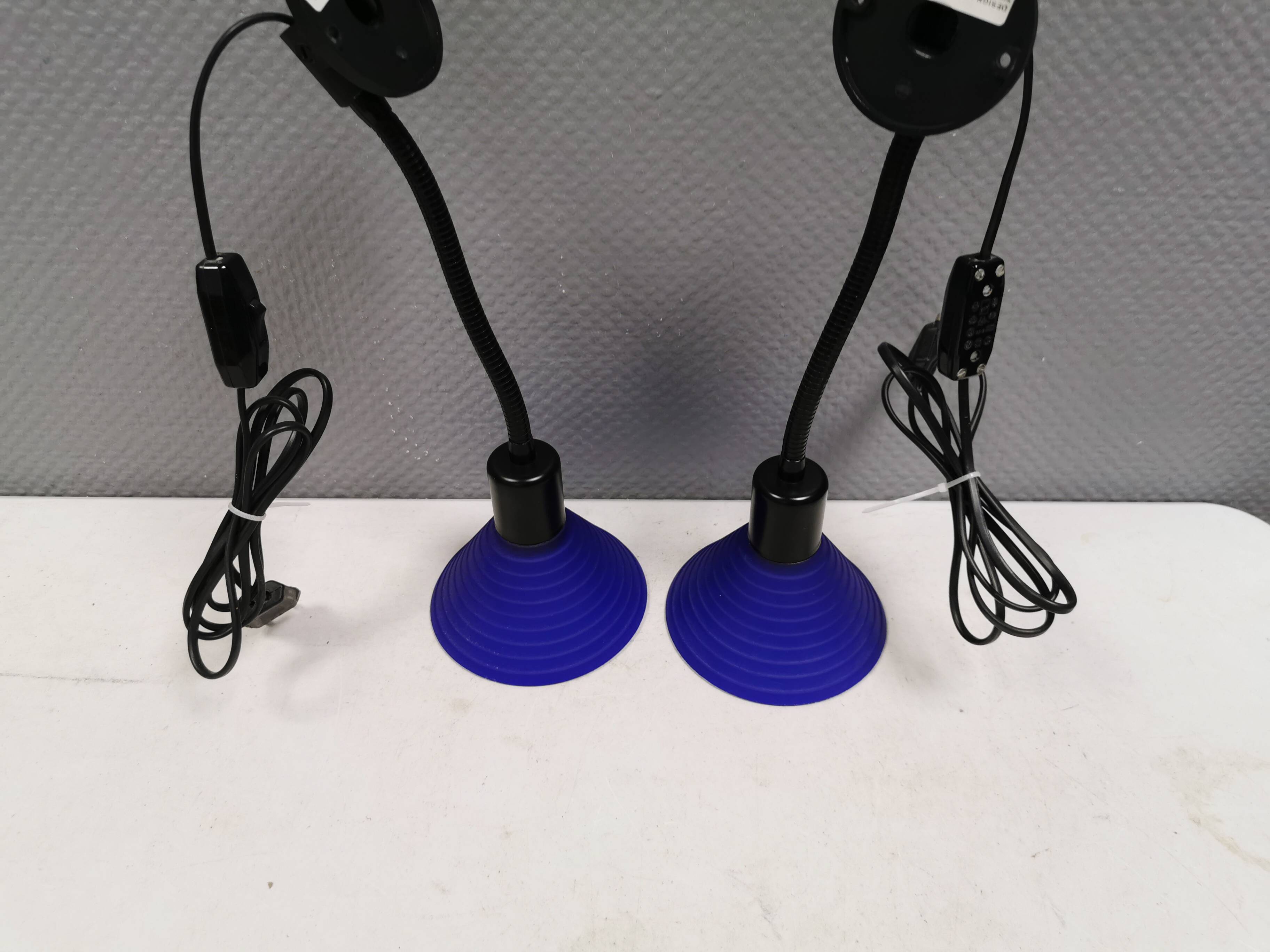 A set of wall lamps with blue glass shades from Danske Design-Light, 1980s.