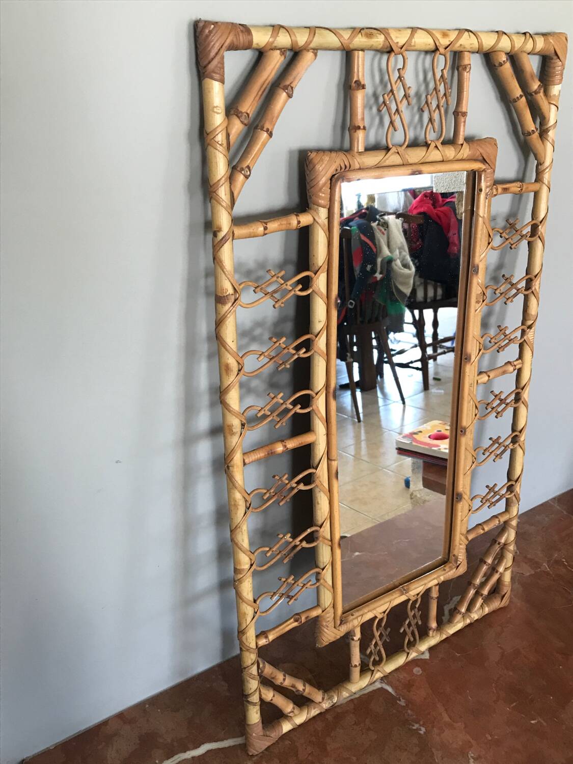 Bamboo rattan mirror design 1960 Chinoiserie