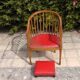 Fauteuil et repose pieds cuir Rouge