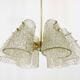J.T. Kalmar Lustre in Brass, with Textured Glass Shade in Cone Shape, Austria, 1950