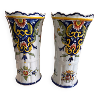 Pair of old Rouen vases