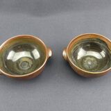 Pair of vintage glazed stoneware bowls signed MJB