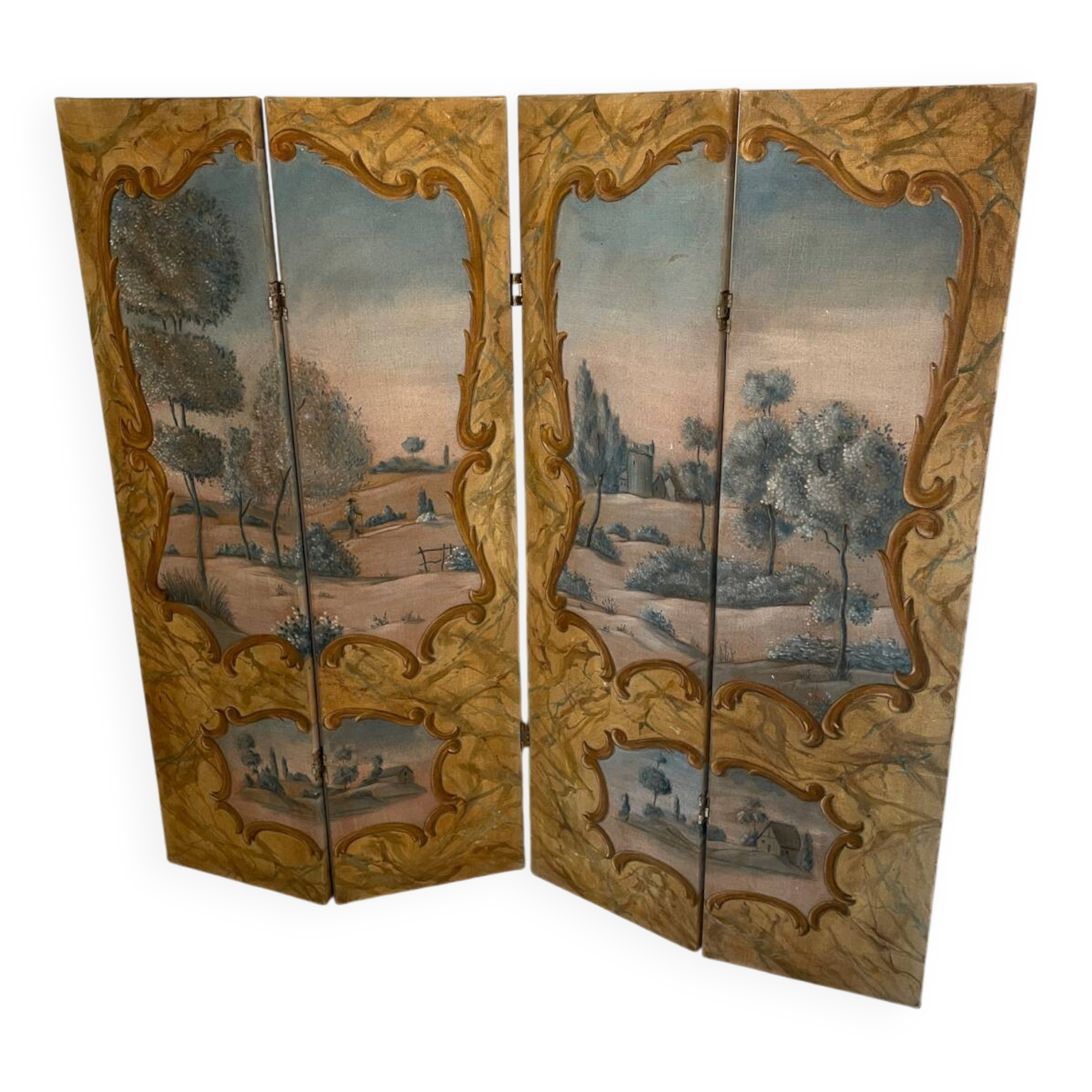 Louis XV style screen - hand painted