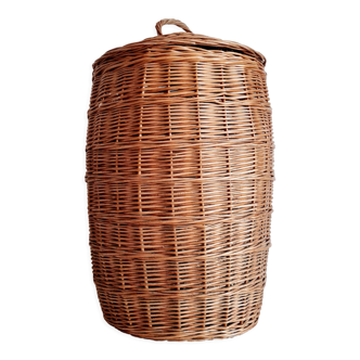 Old rattan laundry basket
