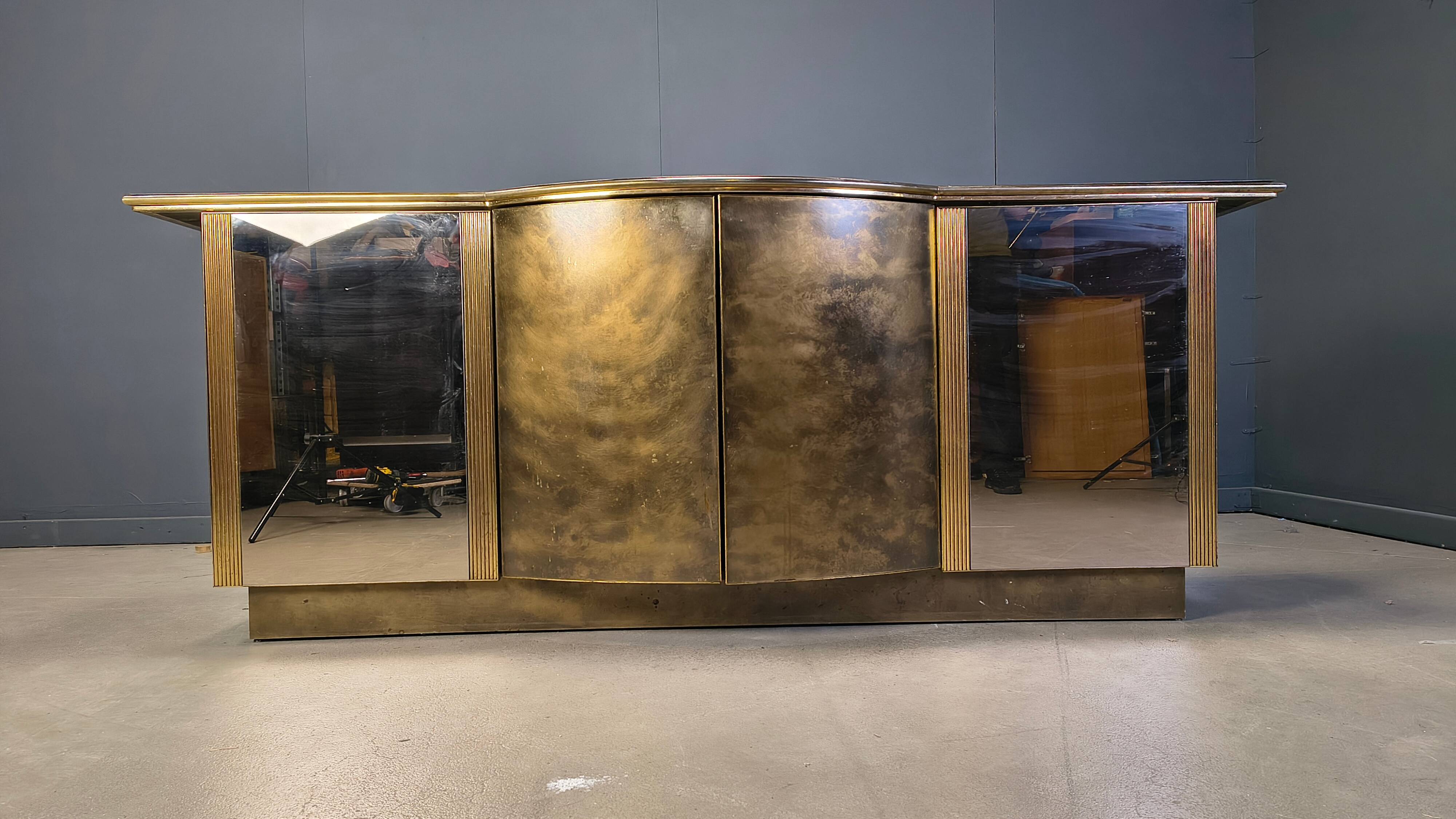 Brass credenza by Belgochrom, 1980s