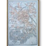 Vicenza, Italy, old map, printed in 1909. Authentic.