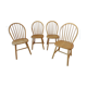 4 Scandinavian Windsor chairs in solid beech 1970s