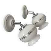 Pair of vintage white and silver wall lights