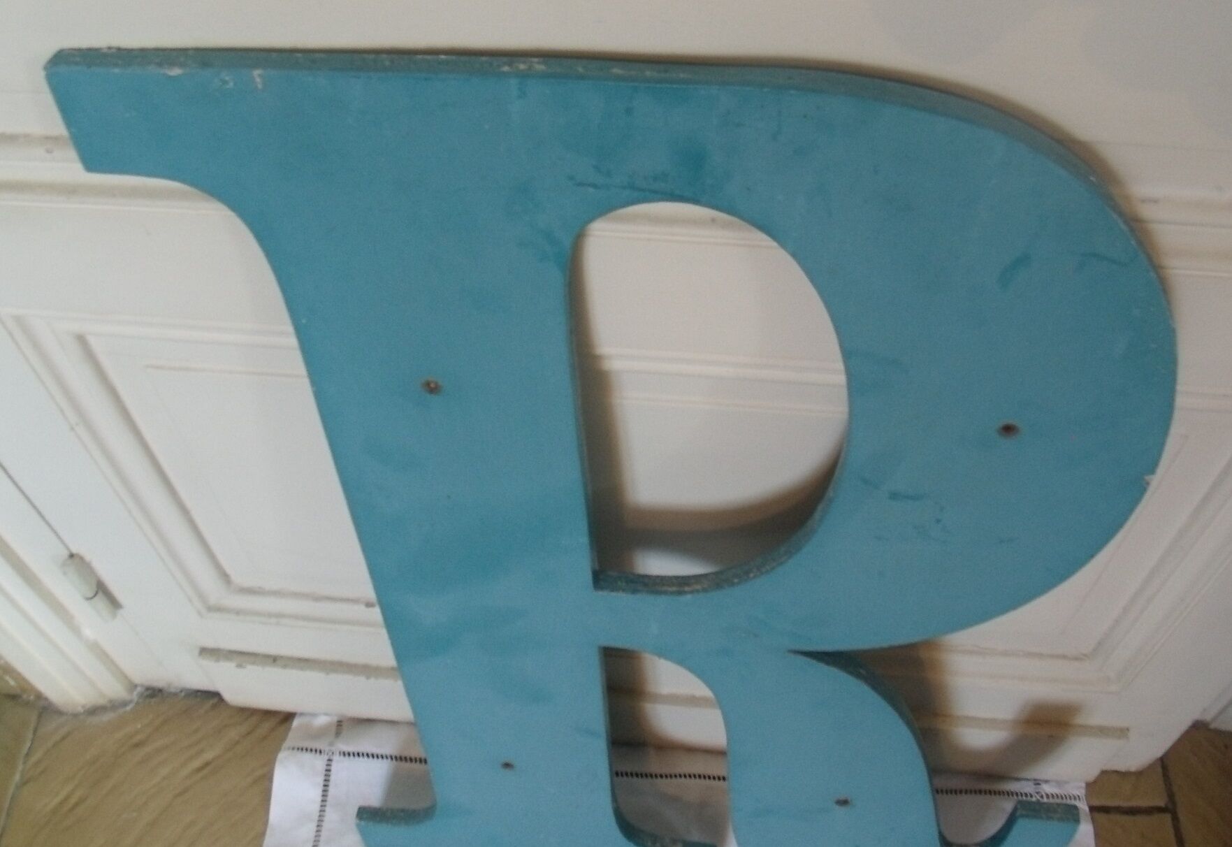 Wooden sign letter R