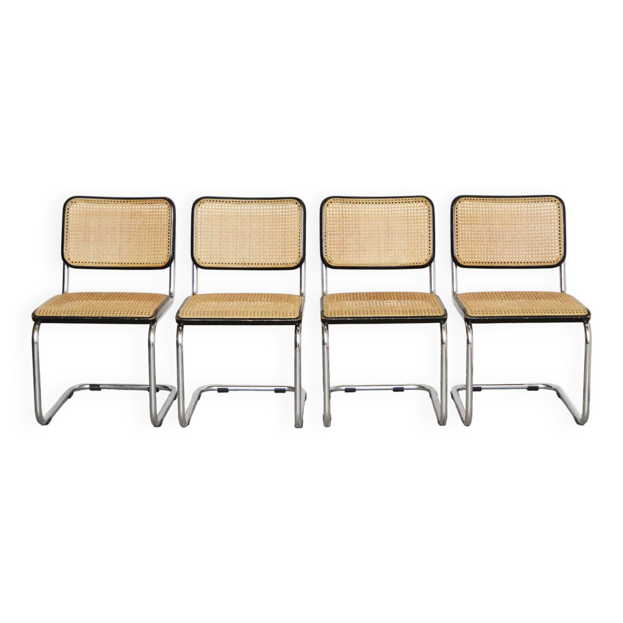 4 Bauhaus type B32 chairs black structure 1960 Italy