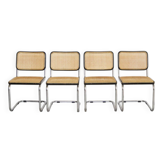 4 chaises Bauhaus type B32 structure noire 1960 Italie