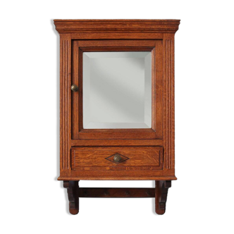 Wooden Shaving Cabinet with Mirror, Belgium 1940s