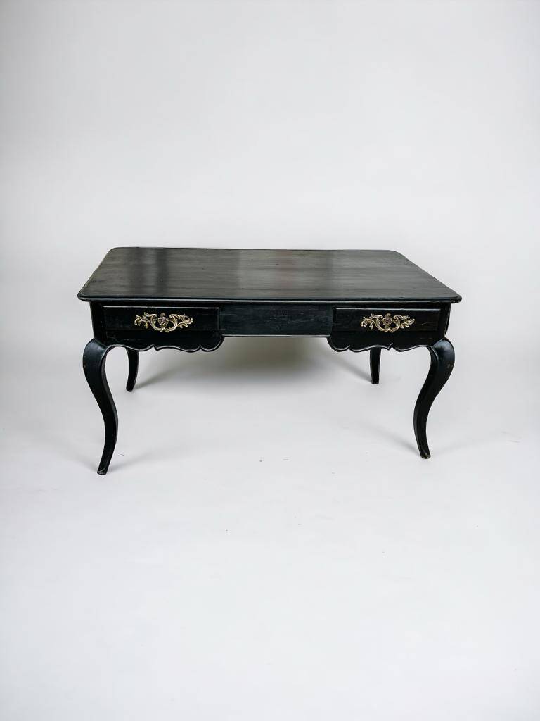 Louis XV Style Flat Desk Black Lacquered 19th Century