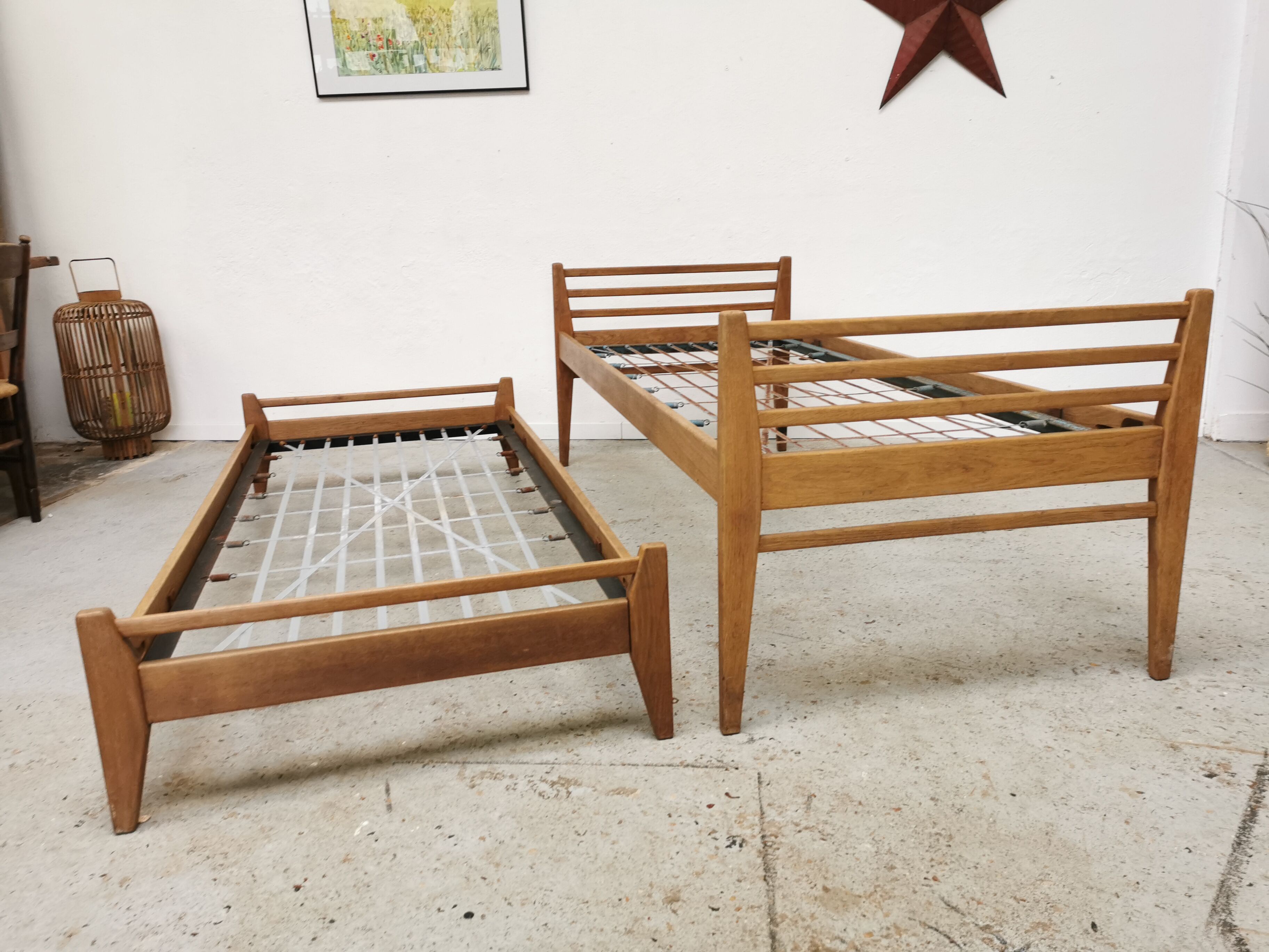 Pair of vintage beds Marcel Gascoin 1950