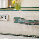 Old cream and green coloured suitcase