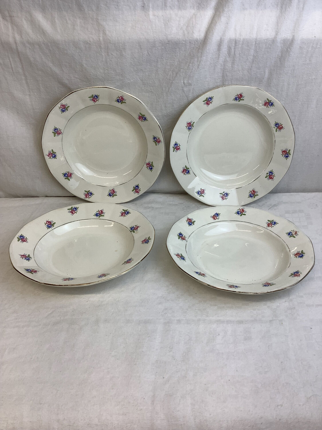 4 Vintage deep plates made in France Digoin Sarreguemines