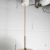 1960s Holophane Ball Pendant Chandelier, Thick Glass, 30 cm, and Vintage Brass