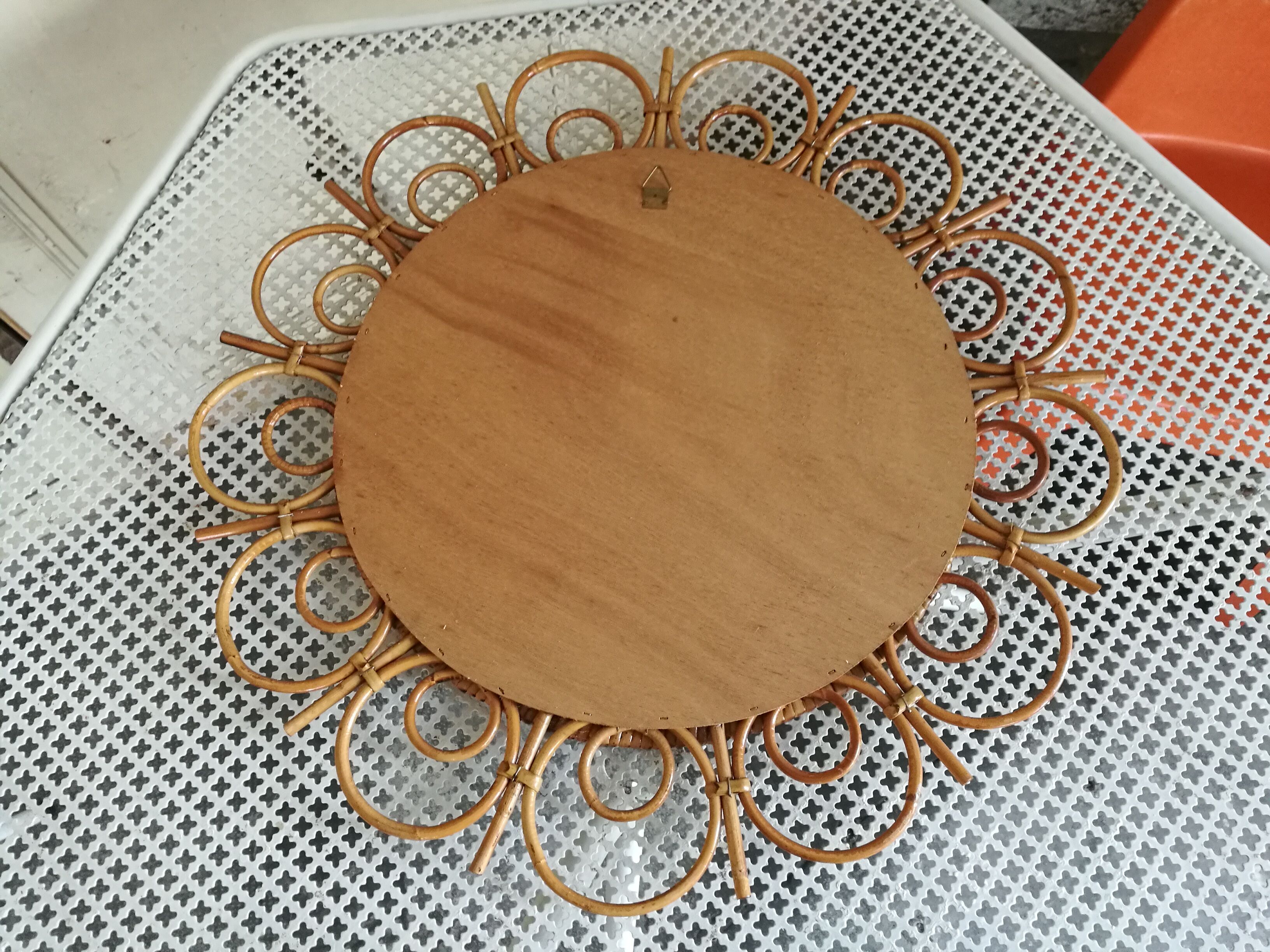 Miroir soleil en rotin vintage 57cm