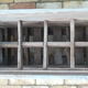 Old bottles wooden door
