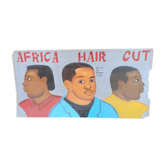 Painted panel of hairdresser. Folk Art of Africa