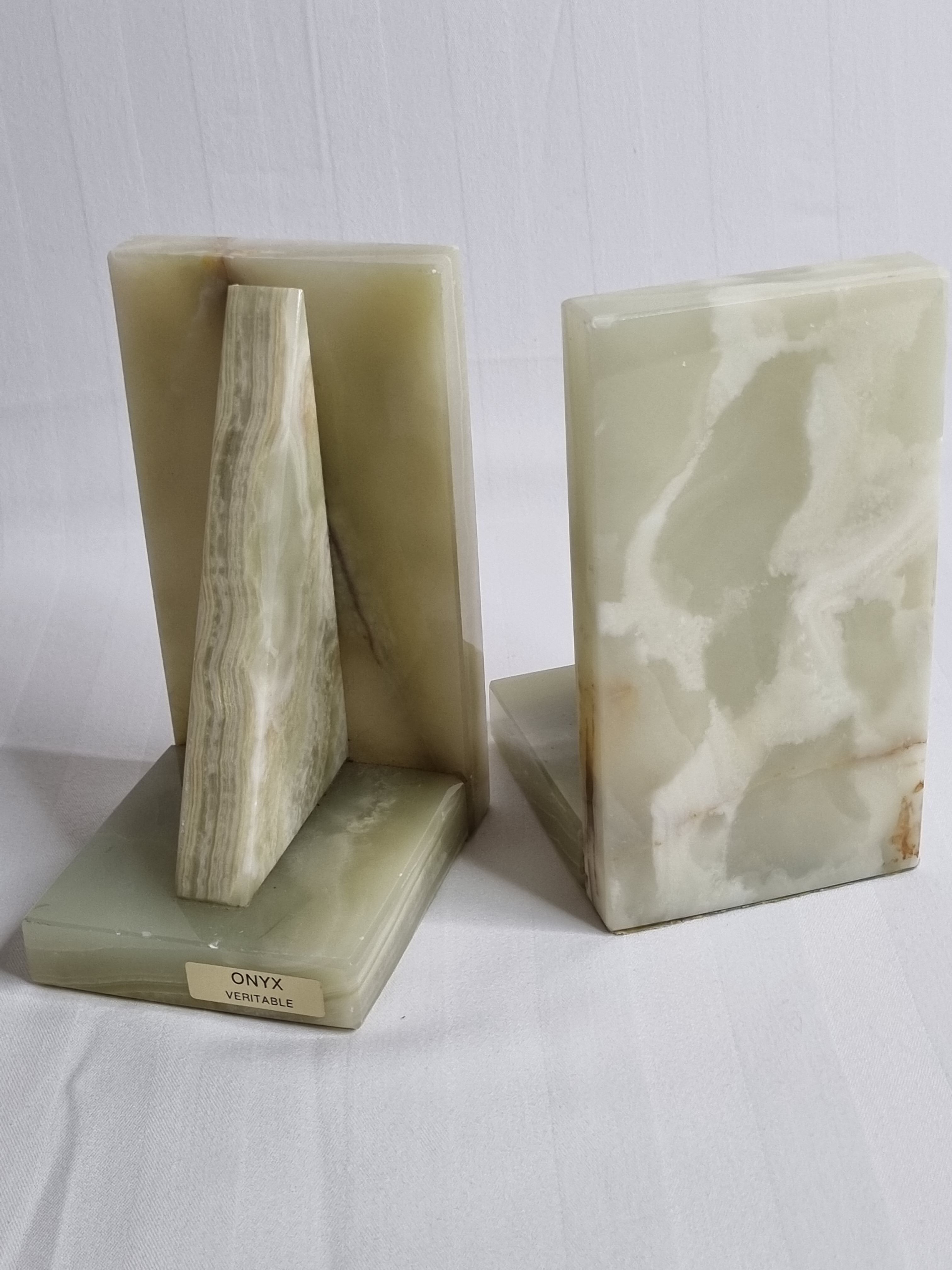 Pair of vintage onyx bookends, 70s, 14.5 cm