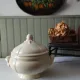 Antique soup tureen in ironstone from Sarreguemines Digoin service "Ivory".