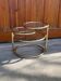 1970s swivel coffee table in gilded brass and glass, Milo Baughman style, vintage design.