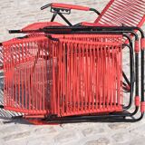 Pair of folding lounge chairs scoubidou vintage 60s