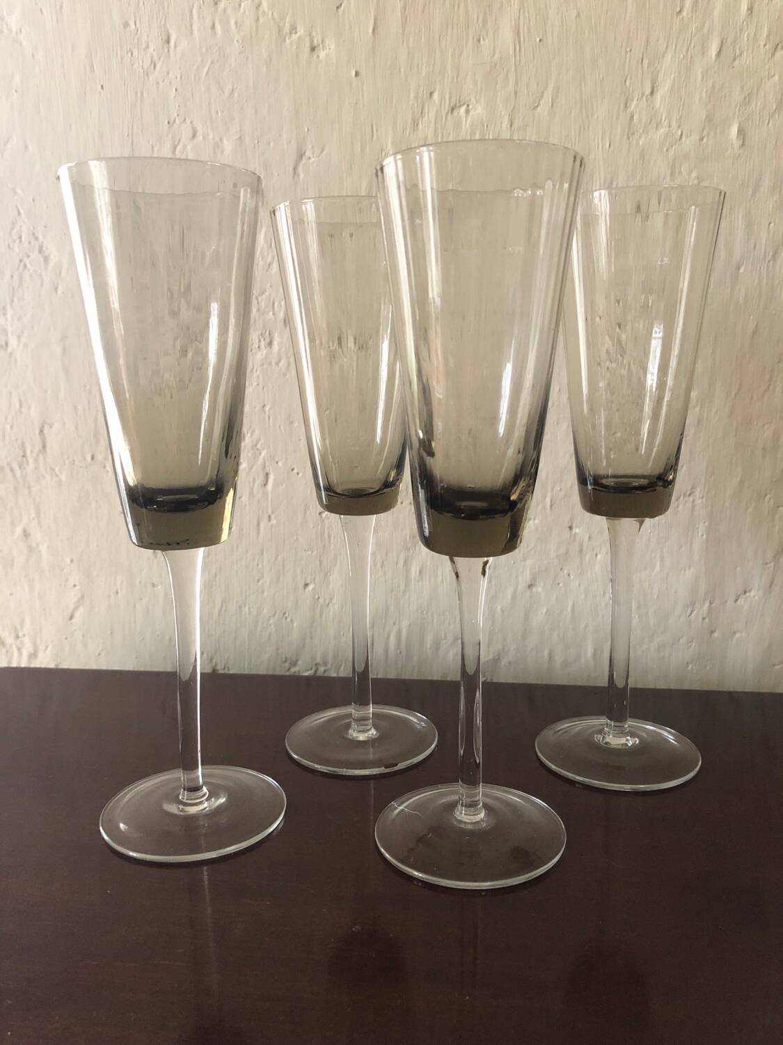 Smoked glass champagne flutes